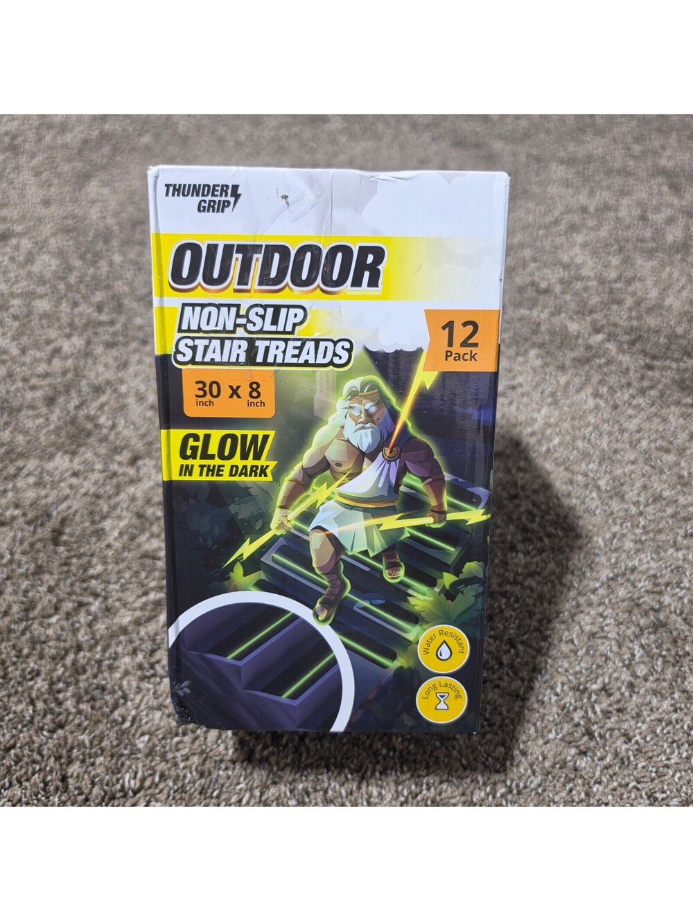 Thunder Grip 30x8 in Glow in the Dark Non-Slip Stair Treads 12 Pack Outdoor
